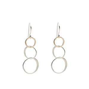 Cynthia Small Silver & Gold Three Circle Linked Earrings