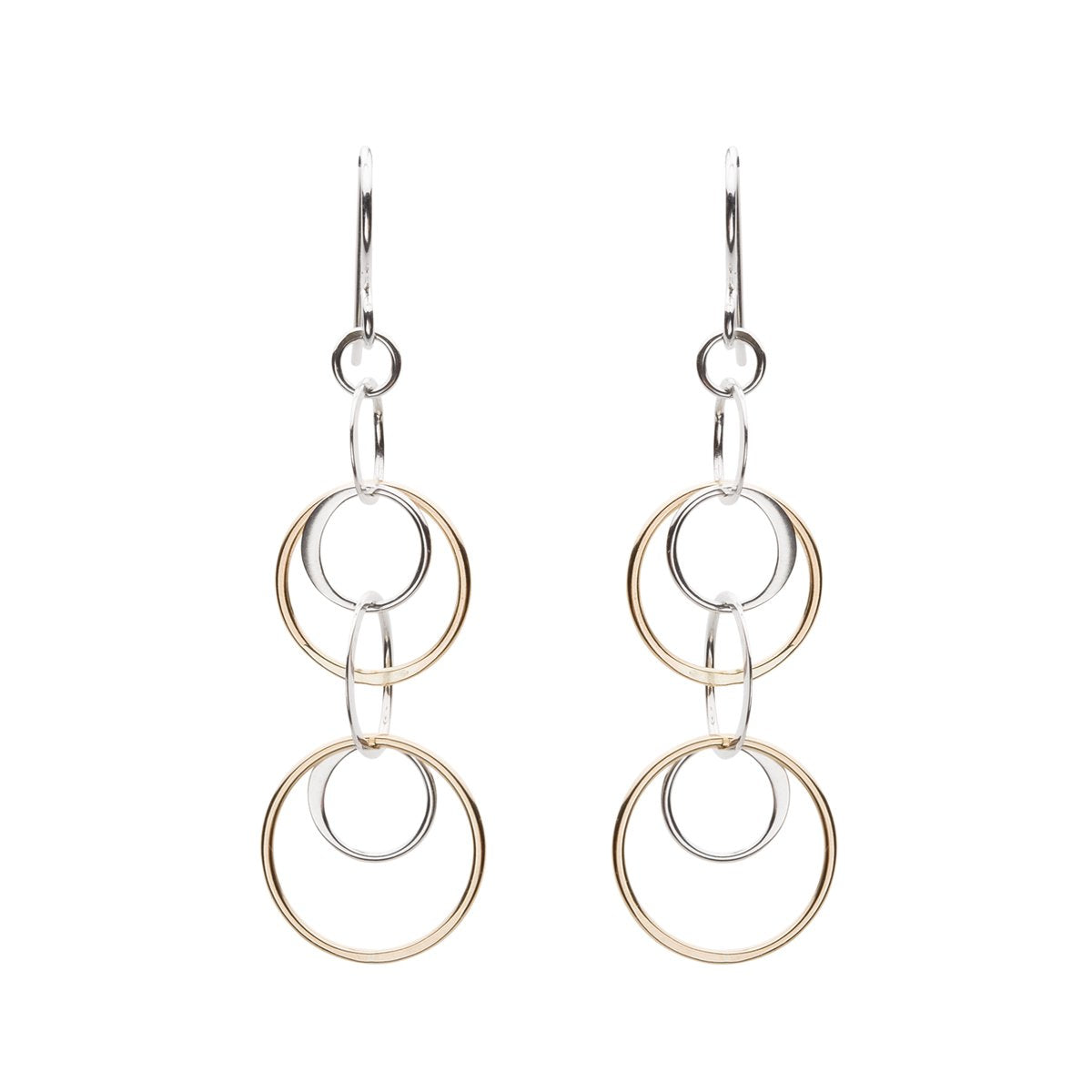 Cynthia Waterfall Gold & Silver Circle Dangle Earrings