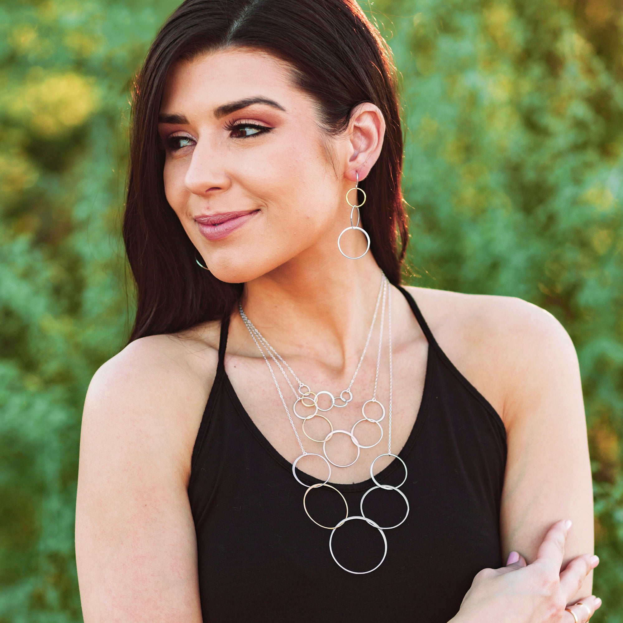 Cynthia Medium Gold Silver Five Circle Necklace Lila Clare Jewelry