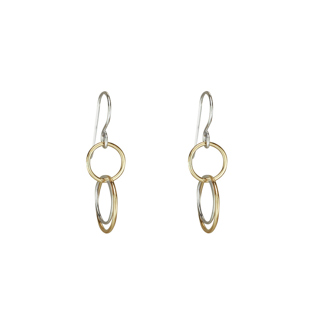 Gold and Silver Three Circle Dangle Earrings Lila Clare Jewelry