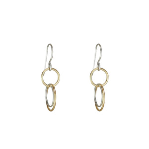 Cynthia Small Gold & Silver Three Circle Dangle Earrings