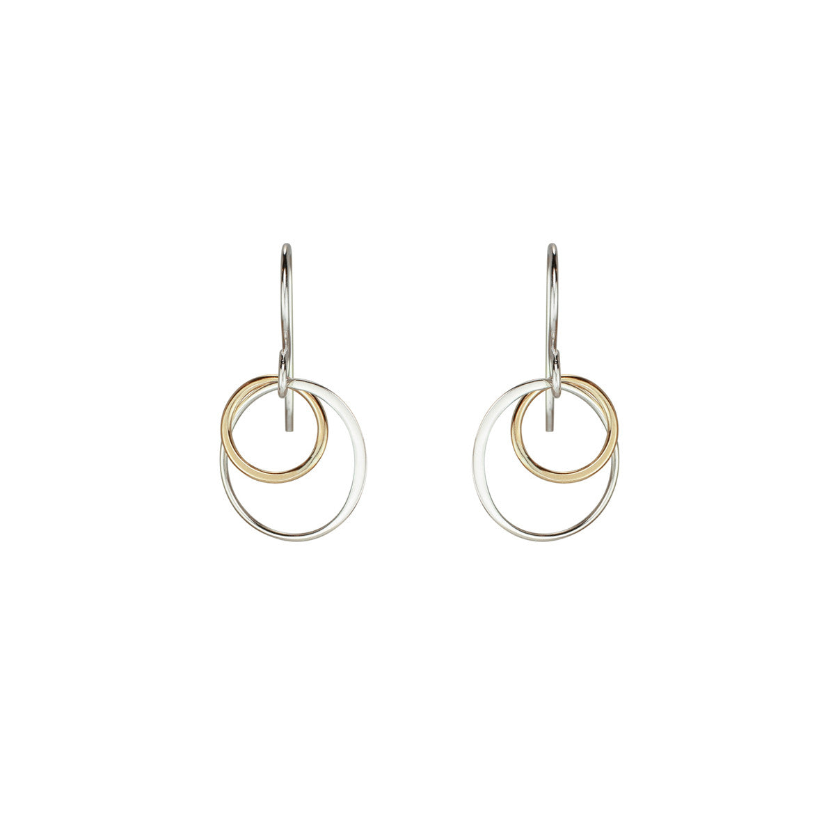 Cynthia Small Gold & Silver Two Circle Cluster Earrings