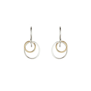 Cynthia Small Gold & Silver Two Circle Cluster Earrings