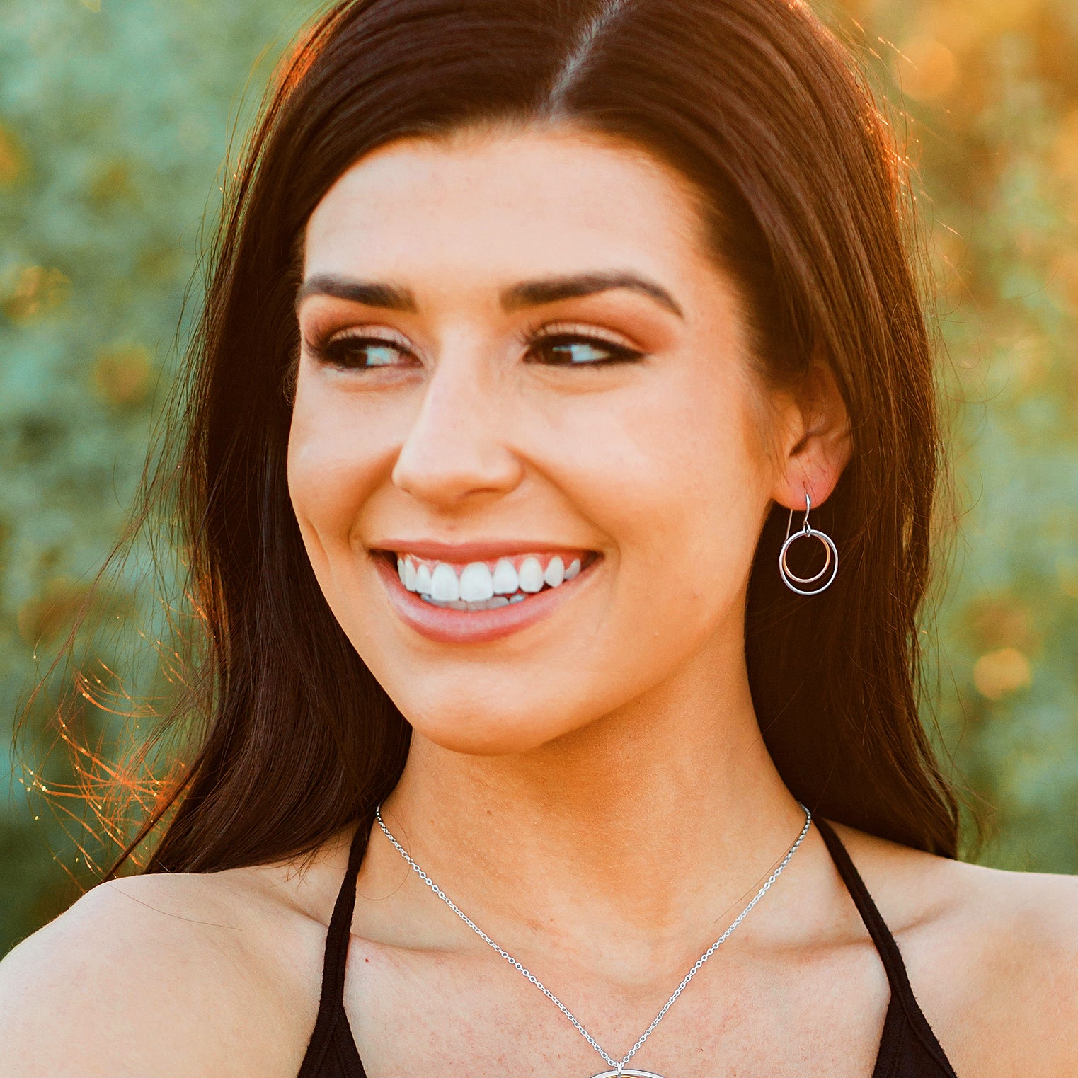 silver and gold circle earrings