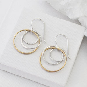 gold and silver multi circle earrings