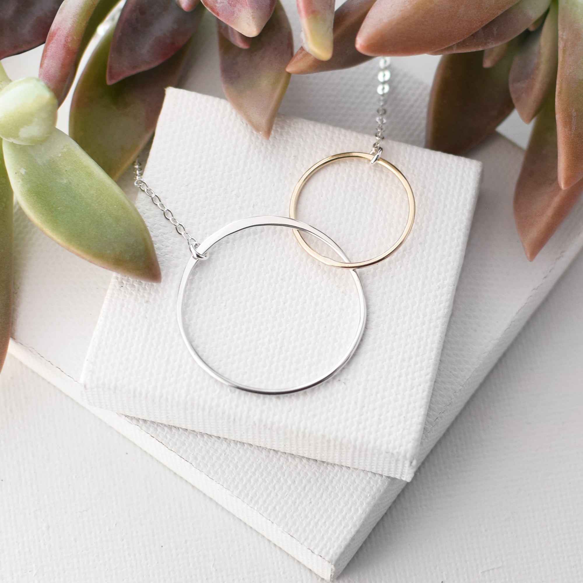 Cynthia Linked Gold & Silver Circle Necklace