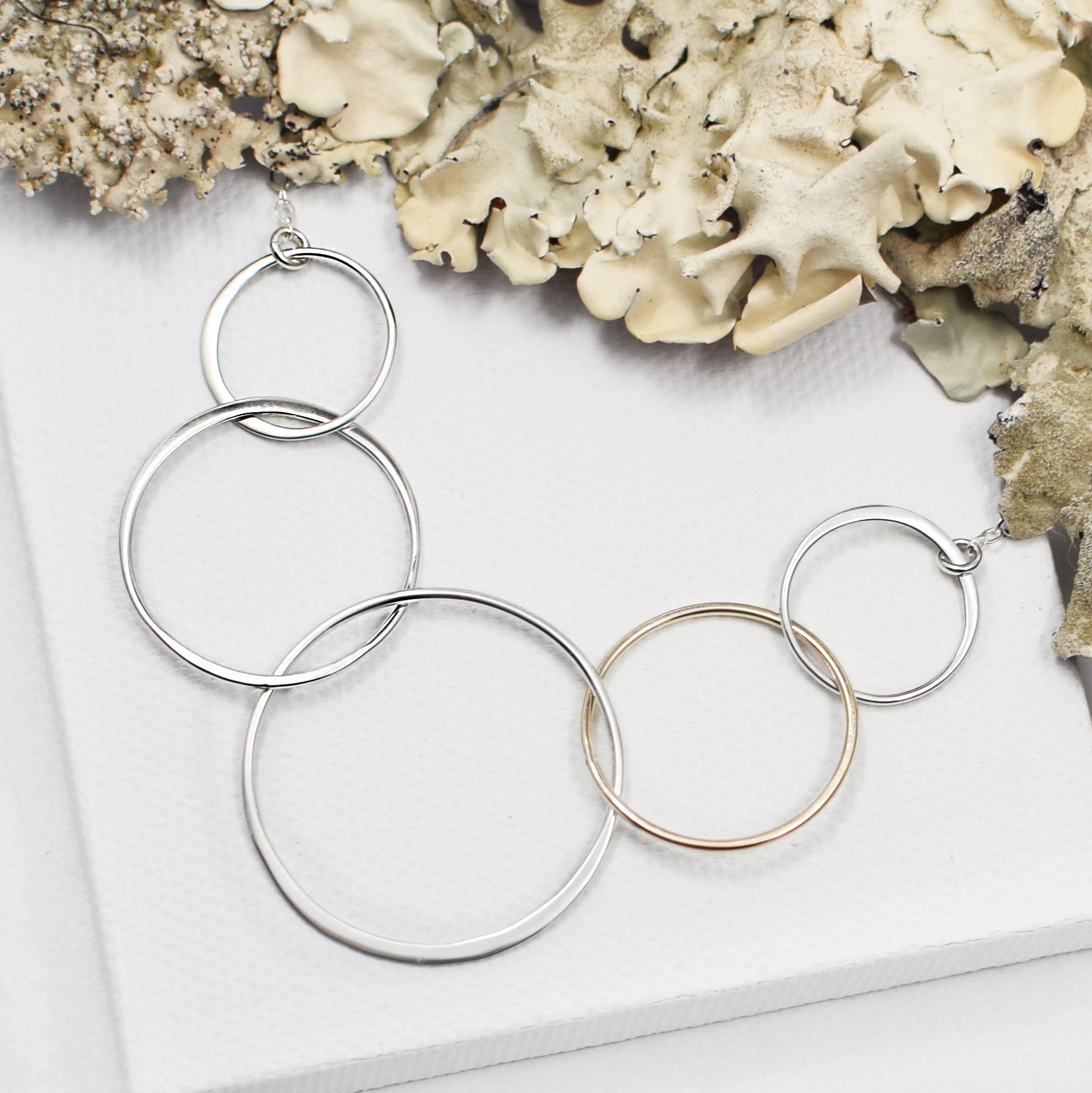 Cynthia Medium Five Gold & Silver Linked Circle Necklace