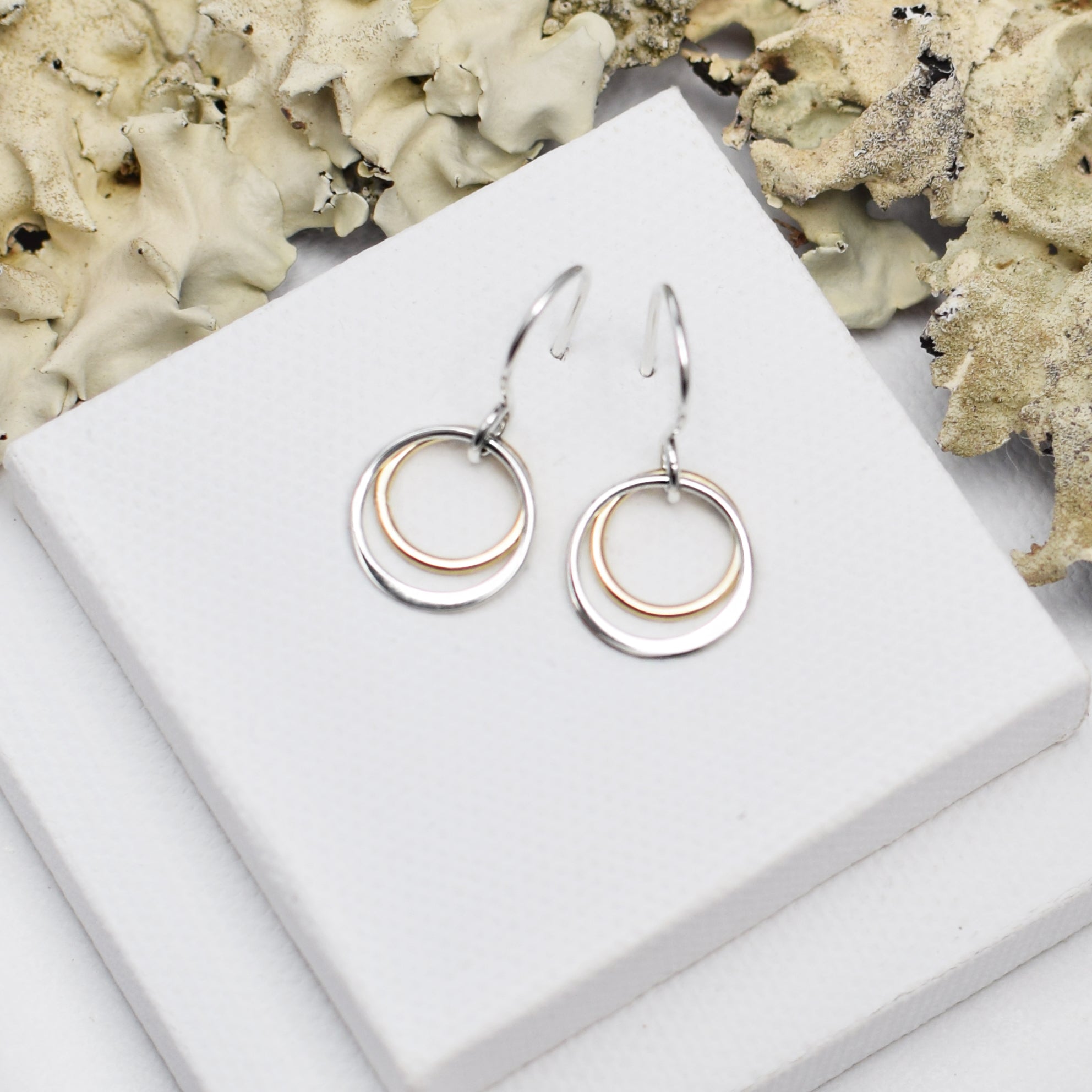 two tone circle earrings