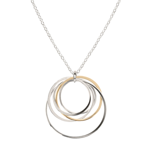 Cynthia Large Silver & Gold Five Circle Nest Necklace