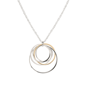 Cynthia Medium Silver & Gold Five Circle Nest Necklace