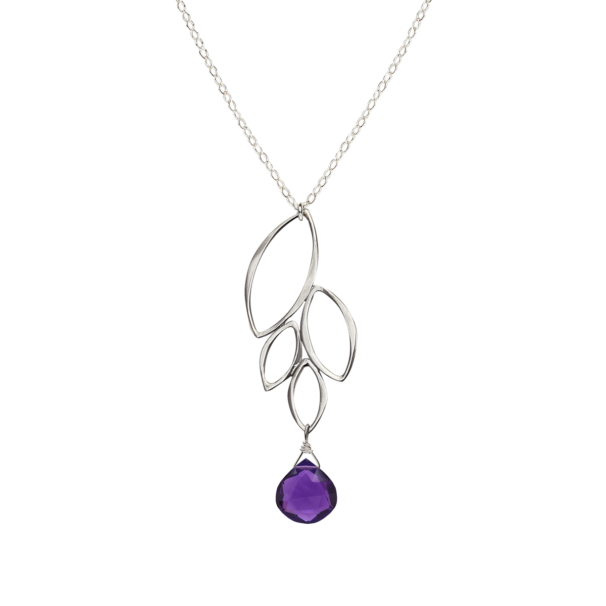 Ella Four Leaf Drop Necklace with Gemstone | Lila Clare Jewelry