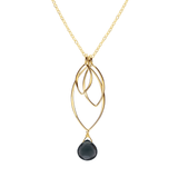 Ella Gold Medium Leaf Fringe Necklace with Gemstone