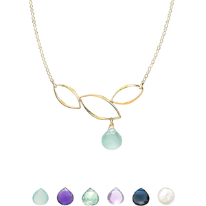 Ella Three Leaf Curve Necklace with Gemstone