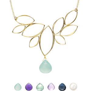 Ella Windy Leaves Necklace with Gemstone