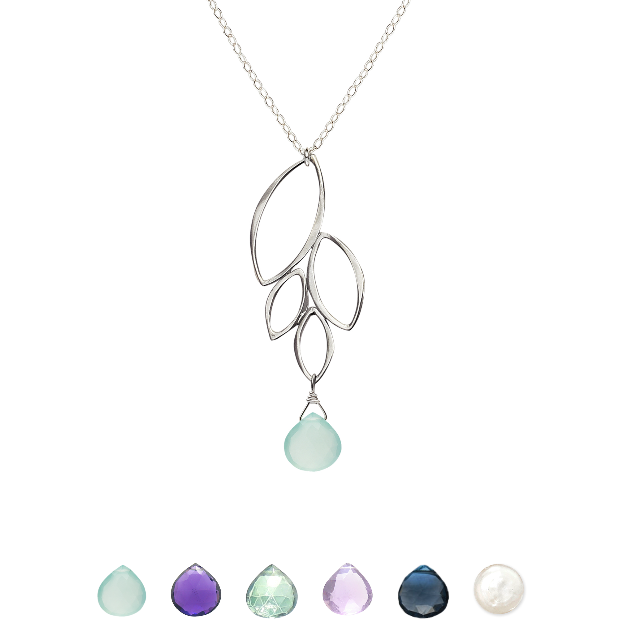 Ella Four Leaf Drop Necklace with Gemstone