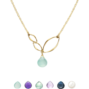 Ella Mini V Leaf Necklace with Gemstone