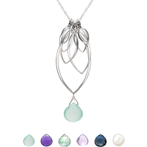 Ella Large Leaf Fringe Necklace with Gemstone