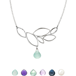 Ella Leaf Cluster Necklace with Gemstone