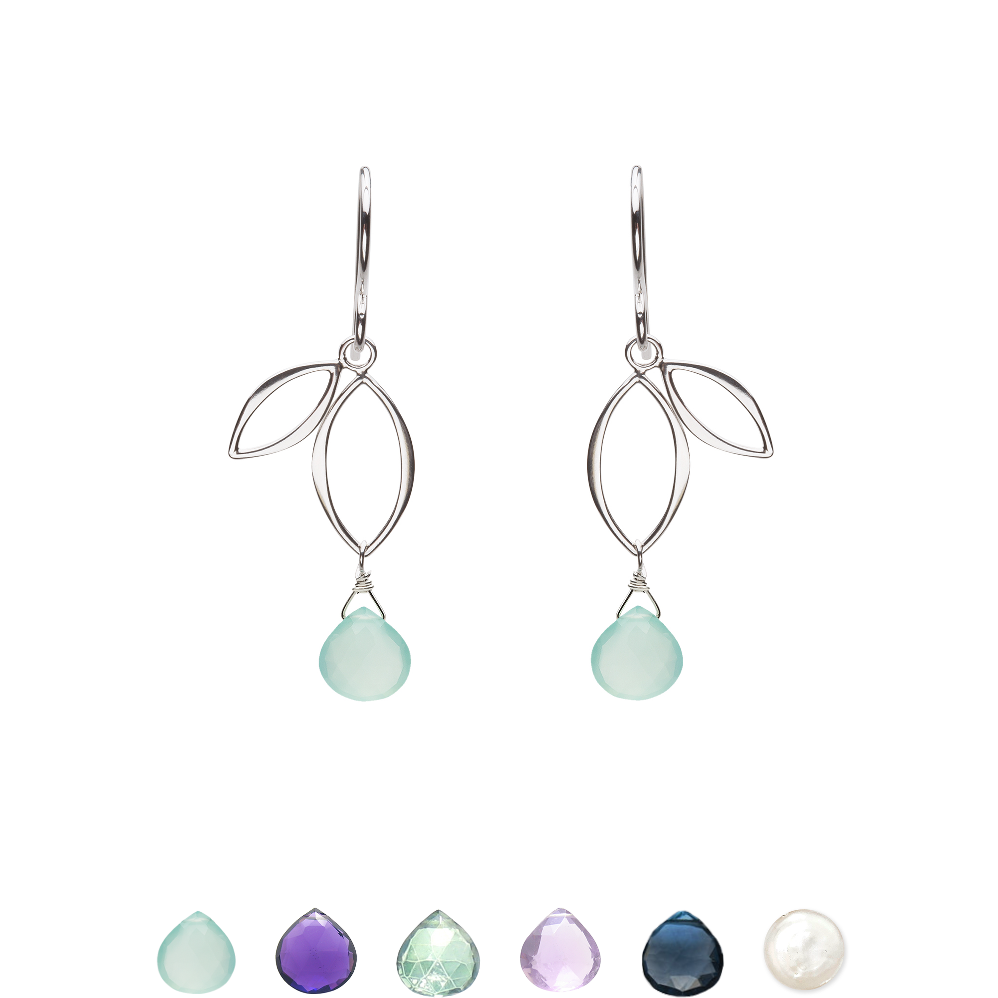 Ella Mini Sprout Earrings with Gemstones