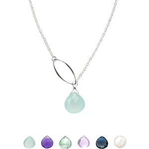 Ella Single Leaf Necklace with Gemstone