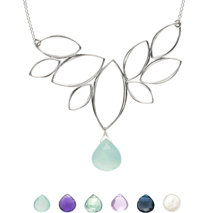 Ella Windy Leaves Necklace with Gemstone