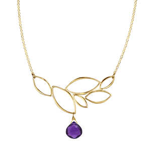 Ella Leaf Cluster Necklace with Gemstone