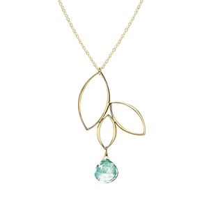 Ella Three Leaf Drop Necklace with Gemstone