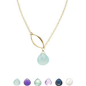 Ella Single Leaf Necklace with Gemstone