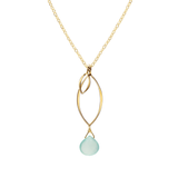 Ella Gold Small Leaf Fringe Necklace with Gemstone