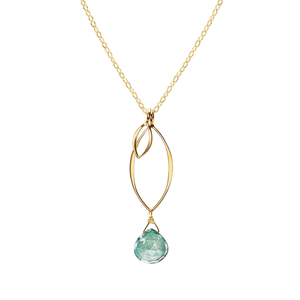 Ella Small Leaf Fringe Necklace with Gemstone