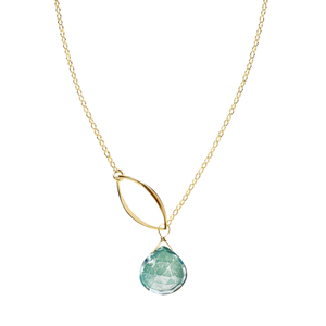 Ella Single Leaf Necklace with Gemstone