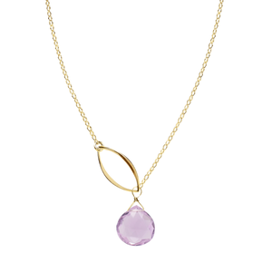 Ella Single Leaf Necklace with Gemstone