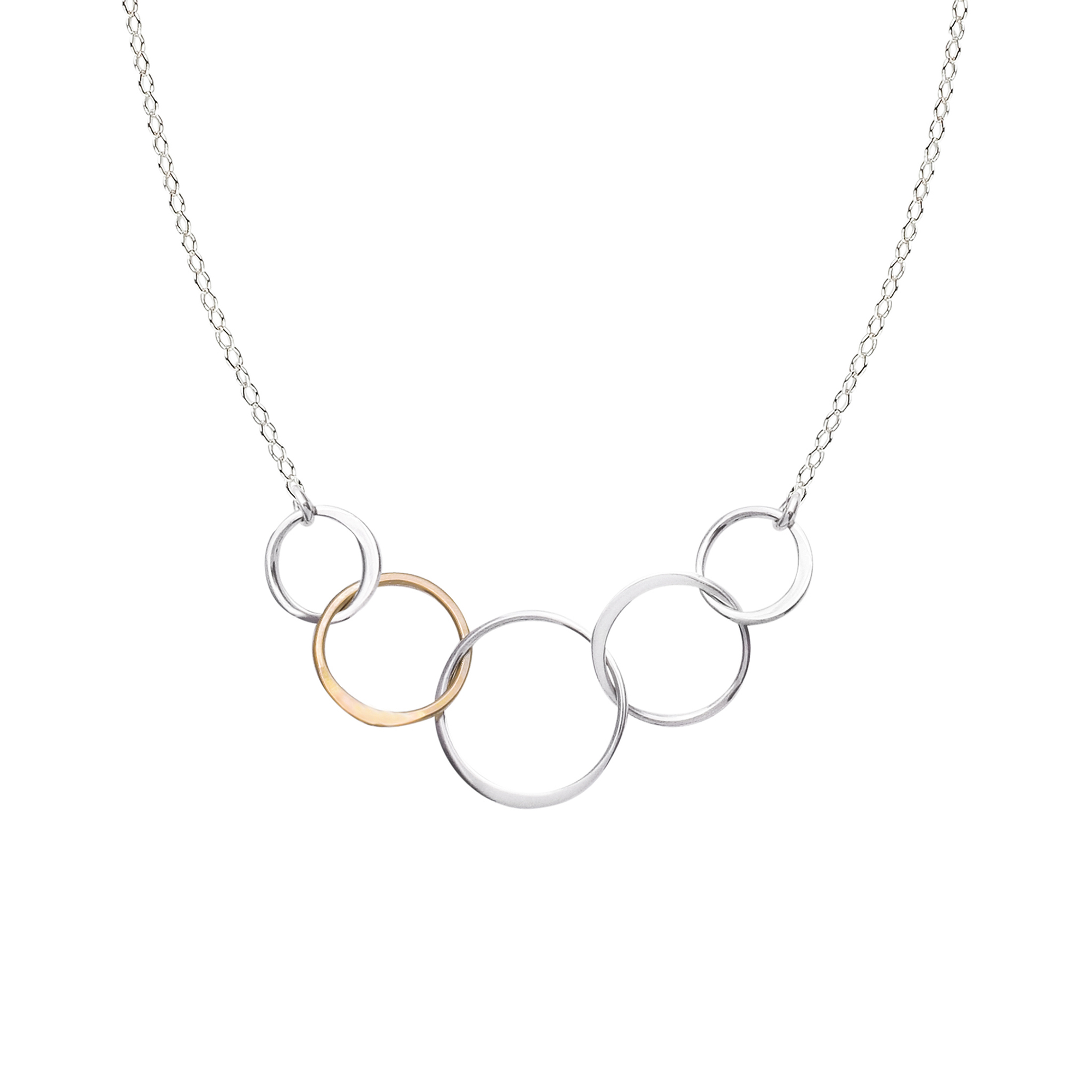 linked five circle necklace