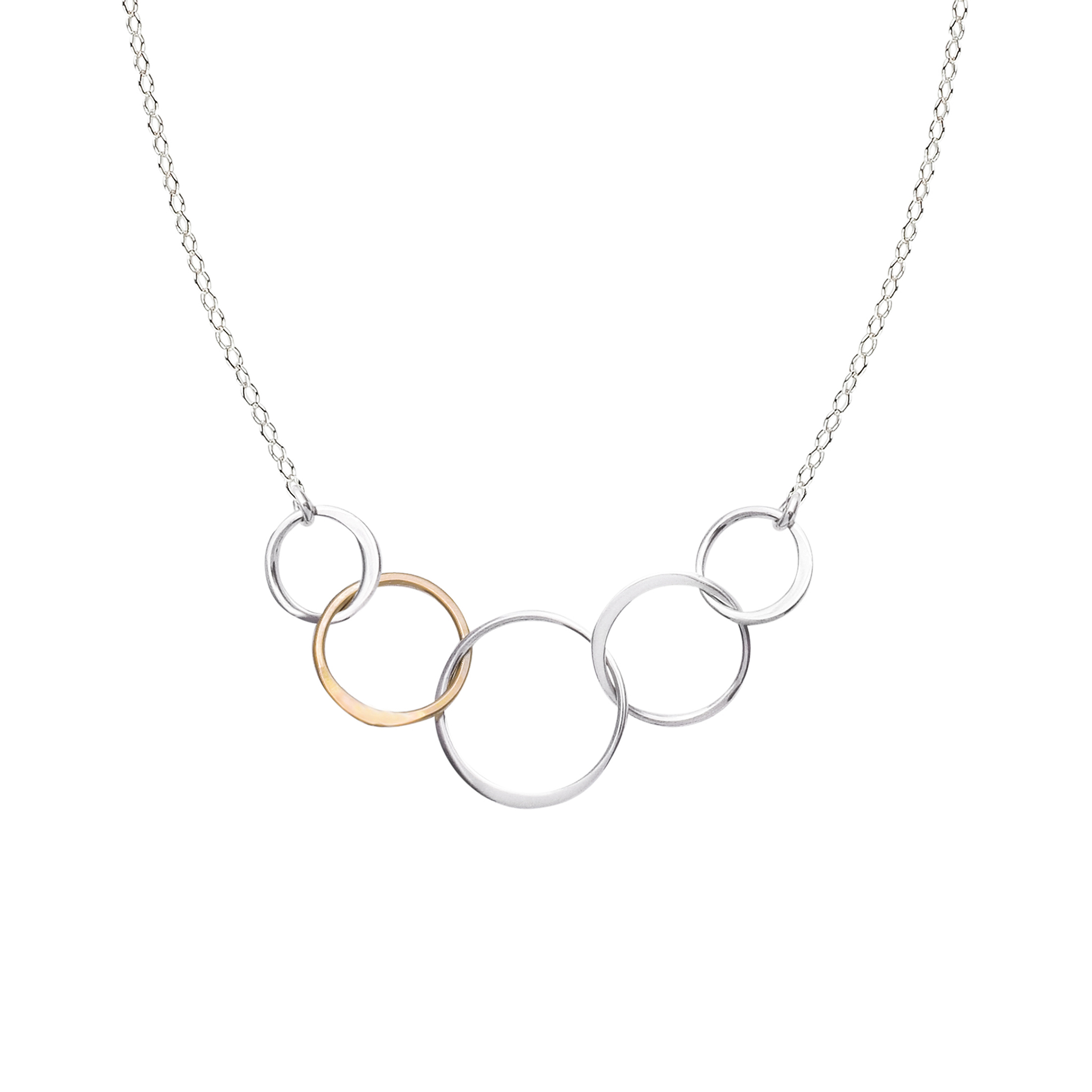 Buy Interlocking Circle Necklace, Circle Necklace Sterling Silver, Silver  Circle Necklace, Hammered Circles, Three Circles Necklace Online in India -  Etsy