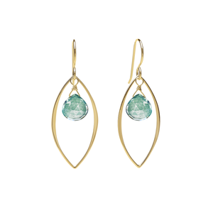 Ella Large Leaf Earrings with Gemstones