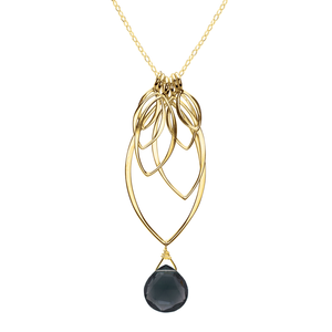 Ella Large Leaf Fringe Necklace with Gemstone