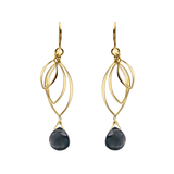Ella Gold Large Leaf Fringe Earrings with Gemstones