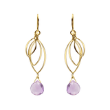 Ella Gold Large Leaf Fringe Earrings with Gemstones