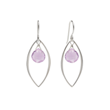 Ella Silver Large Leaf Earrings with Gemstones