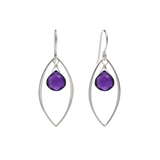 Ella Silver Large Leaf Earrings with Gemstones