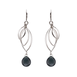 Ella Silver Large Leaf Fringe Earrings with Gemstones