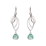 Ella Silver Large Leaf Fringe Earrings with Gemstones