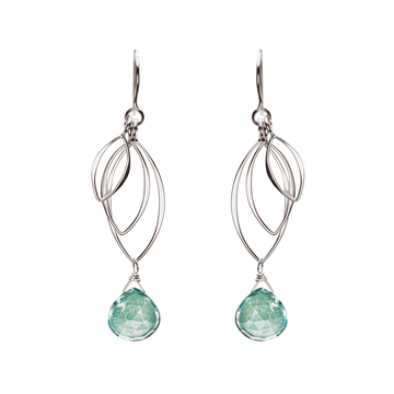 Large Leaf Dangle Earrings with Gemstone | Lila Clare Jewelry