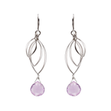 Ella Silver Large Leaf Fringe Earrings with Gemstones
