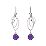 Ella Silver Large Leaf Fringe Earrings with Gemstones