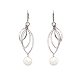 Ella Silver Large Leaf Fringe Earrings with Gemstones