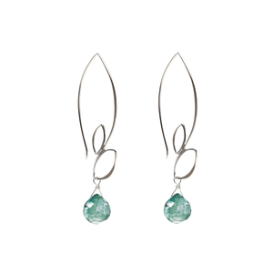 Ella Large Leaf Hook Earrings with Gemstones