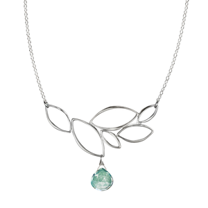 Ella Leaf Cluster Necklace with Gemstone