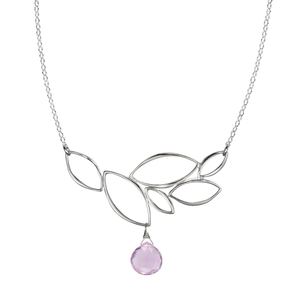 Ella Leaf Cluster Necklace with Gemstone