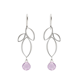 Ella Silver Mini Fuchsia Flower Earrings with Gemstones